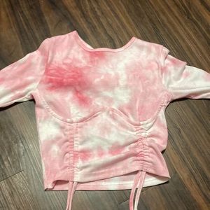 Pink cute long sleeve shirt w tangles at end